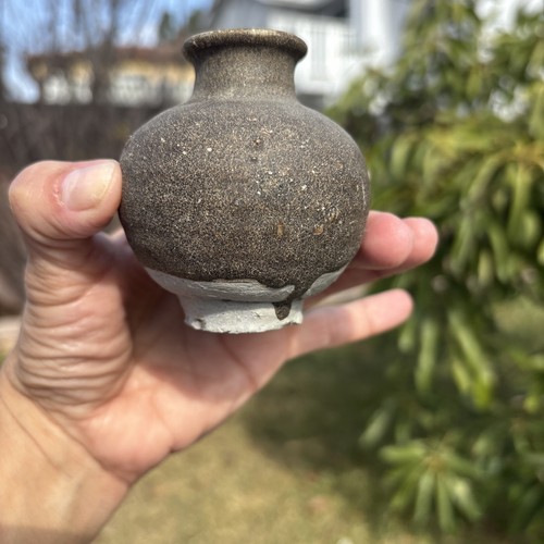 Antique Vietnamese 13th-15th Tran's Dynasty Terracotta Tiny Bud Vase. - Picture 7 of 13