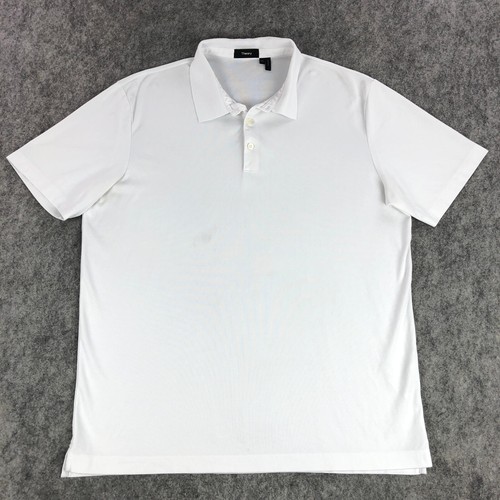 Theory Polo Herren XXL Weiß Kurzarm Polyester Baumwollmischung Atlas Pique Einfarbig - Bild 2 von 12
