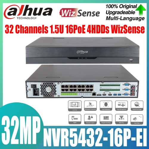 Dahua NVR5432-16P-EI NVR 32CH 1.5U 16PoE AcuPick WizSense Network Video Recorder - Picture 1 of 9