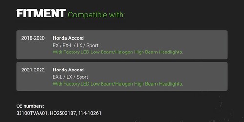 Passenger Right Halogen High Beam Headlight W/ DRL For 2018-2021 Honda Accord - Picture 3 of 13