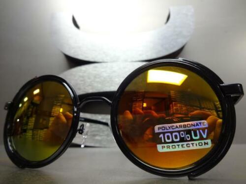 VINTAGE RETRO STEAMPUNK CYBER runde BLINDER Stil SONNENBRILLE gold verspiegelte Linse - Bild 3 von 10