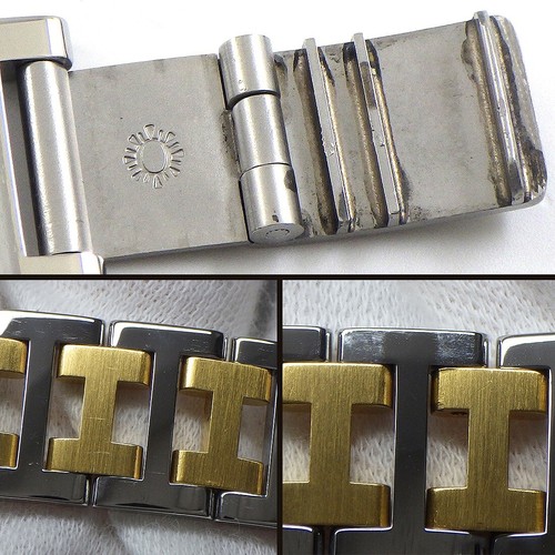 HERMES Uhr Clipper Datum elfenbein Zifferblatt ältere Schließe vergoldeter Stahl Quarz - Bild 7 von 11