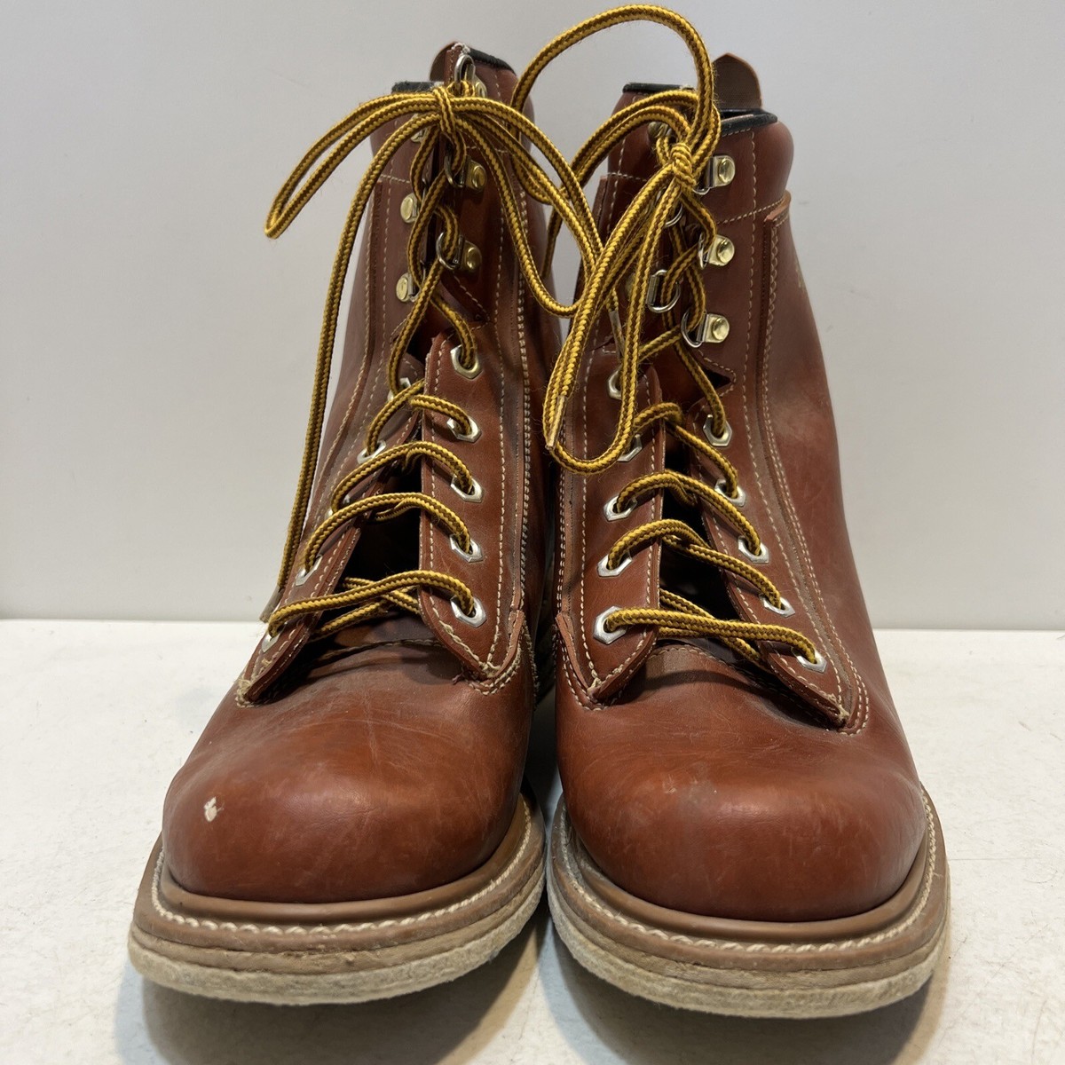 70s Vintage American Boots Brown Tan Browning Lace Up Soft Sole