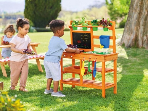 Juego de madera de barro para cocina juego desordenado jardín exterior niños - 78 x 34,5 x 95 cm - Imagen 7 de 10