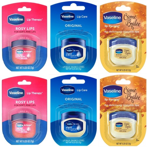 Vaseline Crème Brûlée / Original / Rosy Lip Balm Therapy 0.25 OZ (Mix Pack of 6)