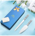 Wedding Cake Knife and Server Set - 2 Piece Dessert Set Crystal Handle with M...