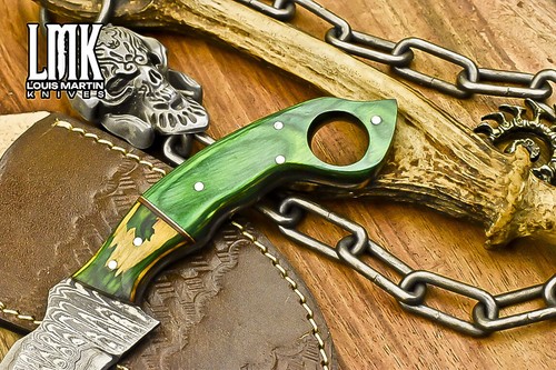 LMK Custom Hand Forged Karambit Knife Ladder Damascus Hard Wood Decoration - Picture 4 of 9
