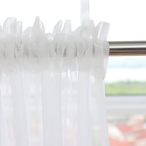 Sheer White Curtains 84 Inches Long Window White 52 W x 84 L | 2 Pcs .White - Bild 3 von 5