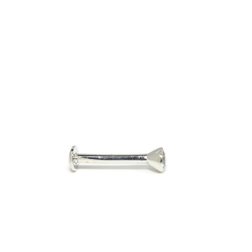 18ct White Gold 3mm created Diamond single screw back earring labret tragus bar - Bild 9 von 10