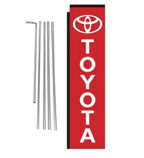 Toyota (red) Dealership 15' Advertising Rectangle Banner Flag w/ pole+spike