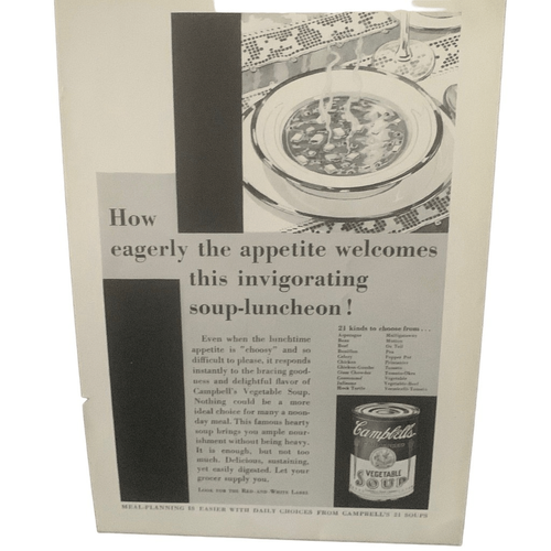 Vintage 1932 Campbell’s Soup Vegetable Soup Luncheon Ad Advertisement - Picture 2 of 5