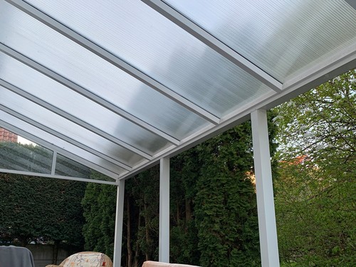Terrassenüberdachung Alu weiß Terrassendach Komplettset Premium Stegplatten - Bild 4 von 20