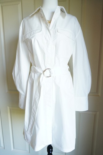 COUNTRY ROAD Shirt Dress Size 8 / XS Mini White Cotton Belted A-line short Belt - Picture 15 of 22