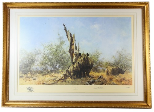 DAVID SHEPHERD 'RHINO BEWARE' LIMITED EDITION PRINT 270/1300, SIGNED - Picture 2 of 2