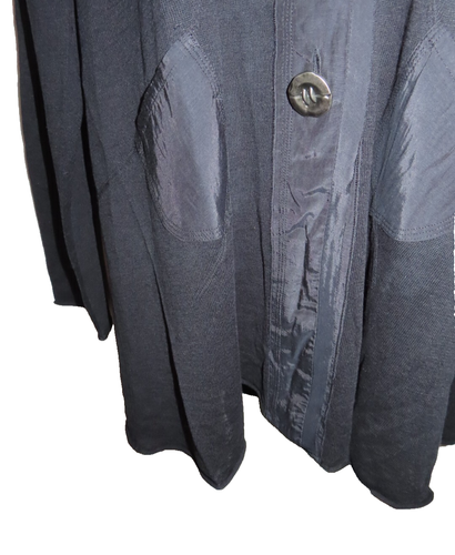 VERGE 'Willow' Black Cotton/Linen Knit Cardigan Size XL - Picture 2 of 4