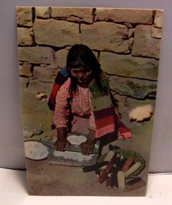 Postcard Hopi Grandmother grinding corn meal Arizona  B 10