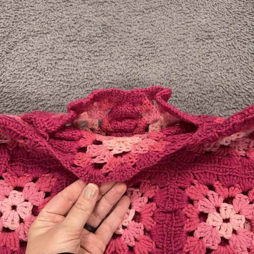 Handarbeit gehäkelt Granny Square Pullover Damen Medium rosa Boho Hippie schwer - Bild 8 von 8