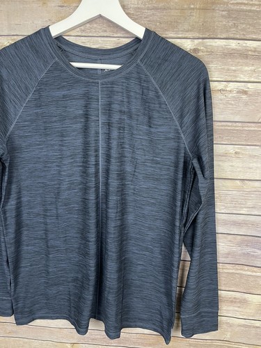 Eddie Bauer Womens Medium Activewear Top Long Sleeve Blue Space Dyed Stretchy - Picture 3 of 11