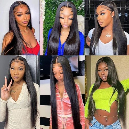 24 Inch Straight 4x4 Lace Frontal Wigs Virgin Human Hair Pre Plucked 180 Density - Picture 11 of 12