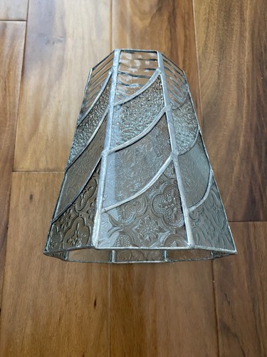 Vintage Handcrafted Art Deco Four- Toned Textured Glass Table Lamp Shade