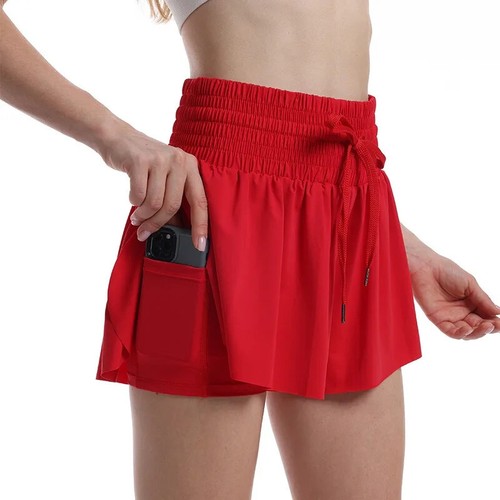 High Waist Flowy Athletic Shorts Women Tennis Skirt Outdoor Running Cheer Short - Picture 12 of 14