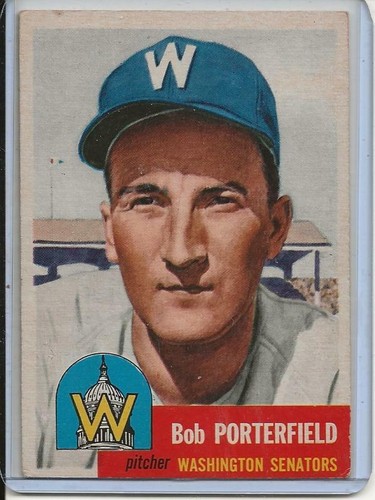 1953 Topps Baseball Card Bob Porterfield Pitcher Washington Senators EX MT # 108 - Picture 1 of 2