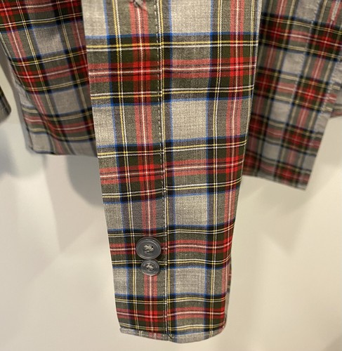 L.L. Bean Mens Med. Wrinkle Free Reg. Fit red/gray plaid shirt - Picture 5 of 6