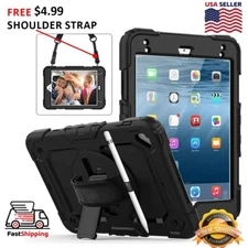 AMZER TUFFEN Case Strap Lanyard & Apple Pencil Slot for iPad Mini 4/Mini 5-Black