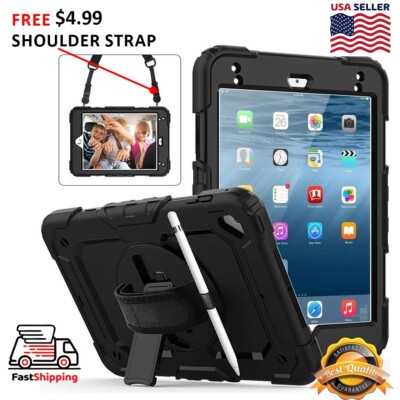 AMZER TUFFEN Case Strap Lanyard & Apple Pencil Slot for iPad Mini 4/Mini 5-Black