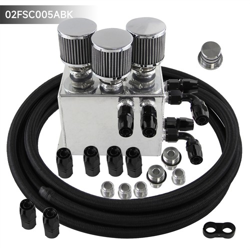 Oil Catch Can & 3 Filters & 10AN Hose for Honda Civic 92-00 Acura Integra 94-01 - Picture 3 of 10