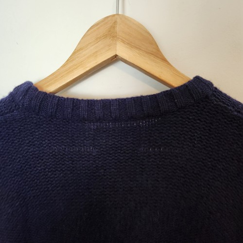 VTG American Eagle Sweater Sz Large Mens Lambswool Navy Blue Crewneck Pullover - Picture 8 of 12