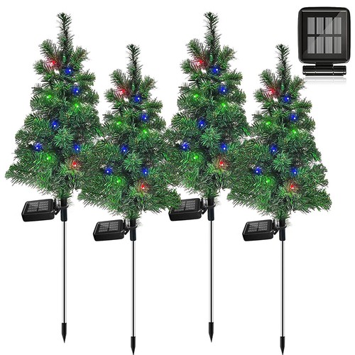 4 Pcs 35In Solar Christmas Tree Lights Solar Outdoor Christmas Tree with Wate... - Picture 2 of 15
