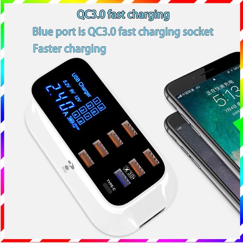 Multi-port 6USB+1TPC+1QC3.0 Smart charging station indicates travel charging - 第 4/22 張圖片