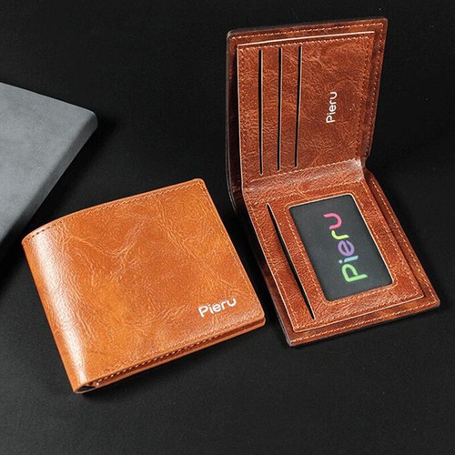 Men's Vintage Leather Bifold ID Card Holder Purse Wallet Billfold Slim Clutch - Bild 10 von 16
