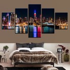 New York City Night Scenery Canvas Prints Painting Wall Art Home Decor 5PCS