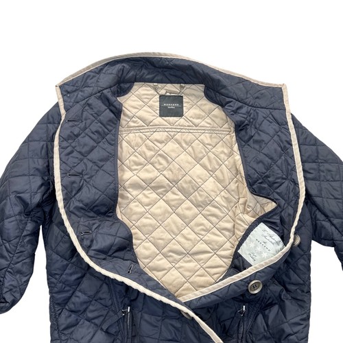 Max Mara Quilted Jacket UK 12 Weekend Coat Women's Designer Navy Cream Buttoned - Picture 3 of 14