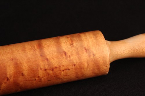 Vtg Kitchen Large Birds Eye Maple Turned Wood Rolling Pin 17-1/4" L by 2-3/8" W - Picture 5 of 14