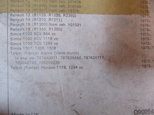 Q90054 Nuevo Cubierta de Embrague QH Fiat 127 Simca Renault 12 14 Citroen Talbot 170mm - Imagen 5 de 5