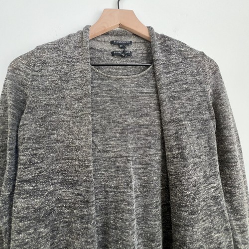 Eileen Fisher Open Front Knit Metallic Sparkle Gold Cardigan & Tank Set Linen - Picture 3 of 24
