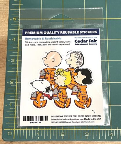 Peanuts Gang Astronauts Reusable Sticker NIP Cedar Fair - Picture 2 of 3