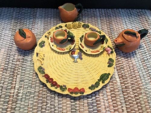 Mini juego de té de otoño de colección decoración coleccionable calabazas comida cornucopia envío gratuito - Imagen 1 de 15