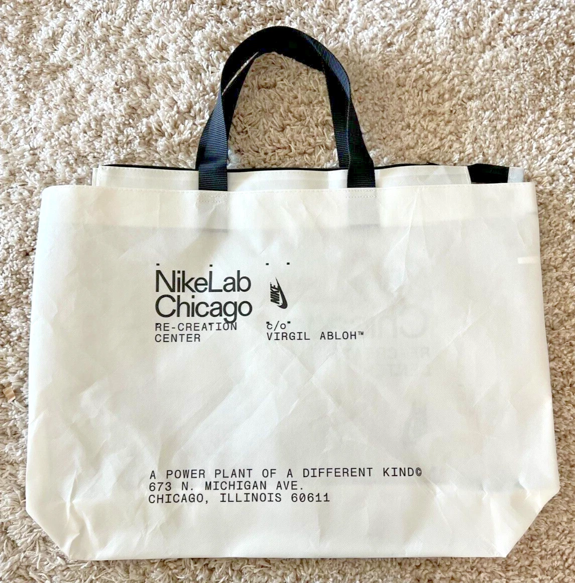 Off-White Nike Lab Tote Bag White Tyvek Campus Virgil Abloh Chicago  [25x19]