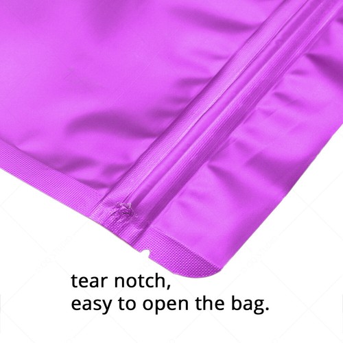 Multi-Size Foil Mylar Matte Purple Stand Up Zip Seal Bag w/ Rectangle Window P02 - Picture 4 of 12