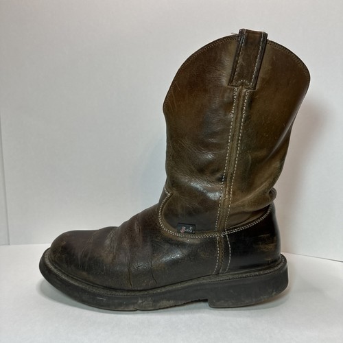 Justin #4444 Brown Oil Resistant Work Roper Boots Men’s Size 11 D Sofsole Insole - Picture 3 of 17