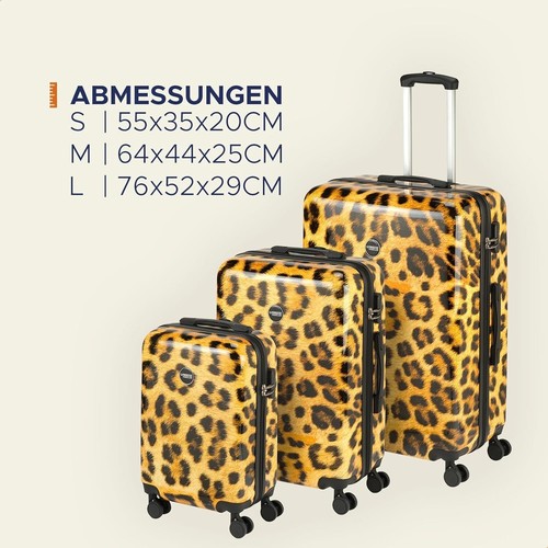 Princess Traveller Animal Print Leopard, Hard Shell Trolley Suitcase in 3 Sizes - Picture 27 of 38