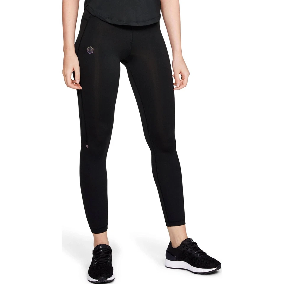 UNDER ARMOUR WOMENS TIGHTS COMPRESSION RUNNING LEGGINGS LADIES GYM RUSH BLACK - Image 3 of 4
