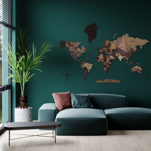 3D Wooden Multilayer World Map 150x90 cm - Picture 7 of 7