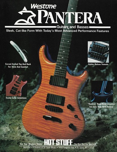Westone Pantera Guitars & Basses 1986 Promo Ad 8x11 Mini Poster