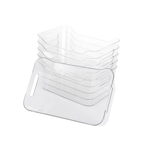 Clear Storage Bins with Handle Fridge Freezer Pantry Organizer Bins ( 6 Pack ) - Picture 1 of 8