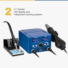 750W Soldering Iron Station, 2 IN 1 Digital Hot Air Rework Station with 212°F